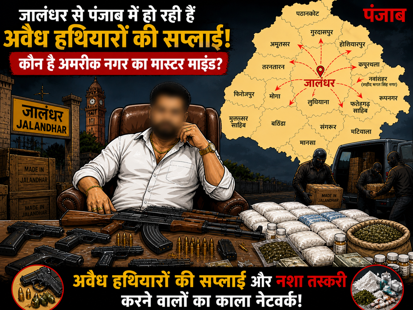 जालंधर से पंजाब में हो रही हैं अवैध हथियारों की सप्लाई! कौन है अमरीक नगर का मास्टर माइंड आइए जानते हैं